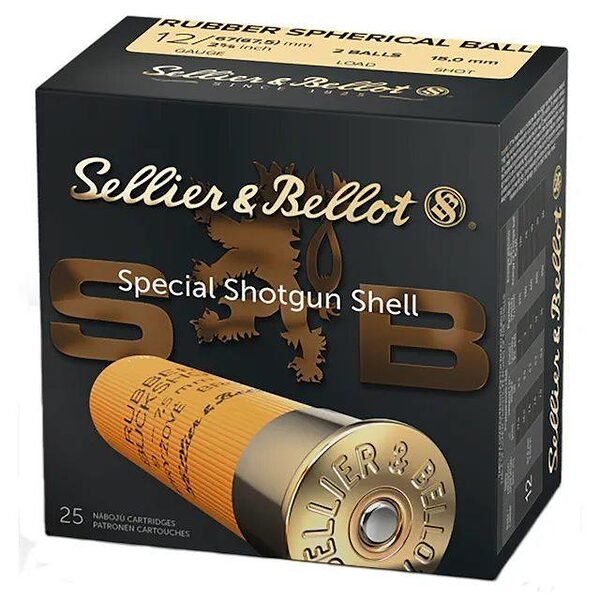 Sellier & bellot rubber buckshot 12 ga 2-3/4" 2 ball rubber 25/ct