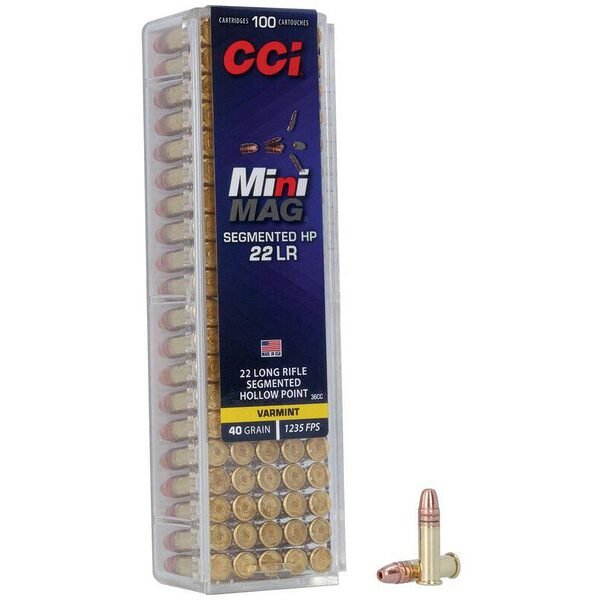 Cci mini mag rimfire ammunition 22 lr 40 gr shp 1235 fps 100/ct