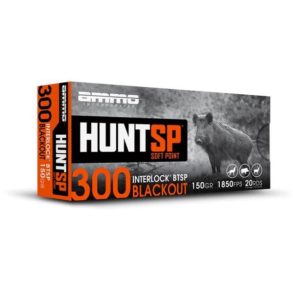 Ammo inc hunt sp rifle ammunition. 300 blackout 150gr sp 1850 20/rd