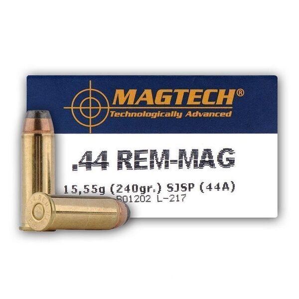 Magtech handgun ammunition. 44 mag 240 gr jsp 1180 fps 50/box