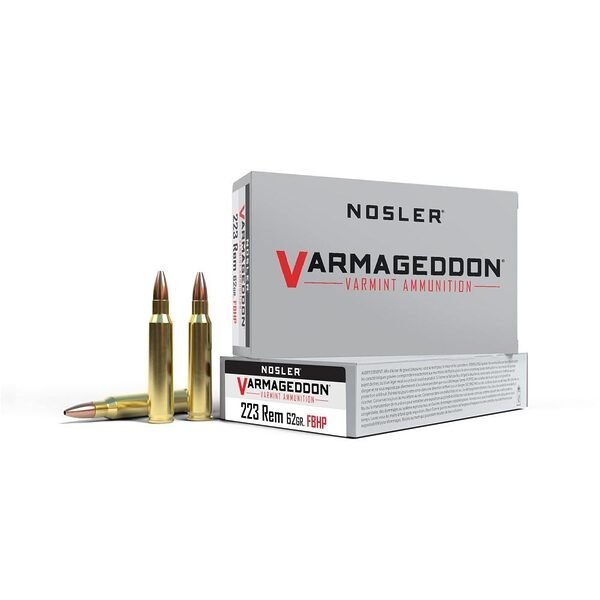 Nosler varmegeddon rifle ammunition. 223 rem 62 gr fbhp 2950 fps - 20/box