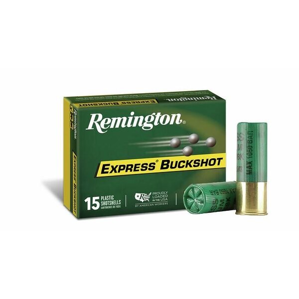 Remington express buckshot shotgun ammo 12 ga 2-3/4 in #00 buck 1325 fps 15/ct