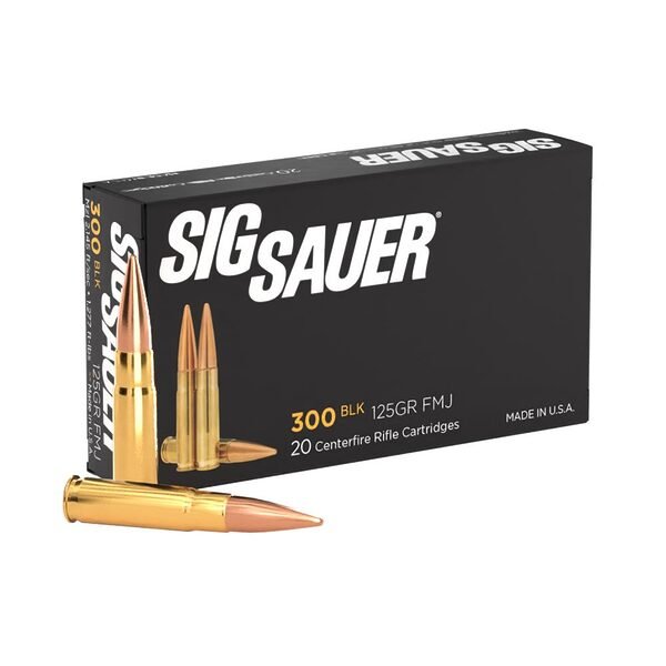 Sig sauer elite ball handgun ammunition 300 blackout 125gr fmj 2145 fps 20/ct