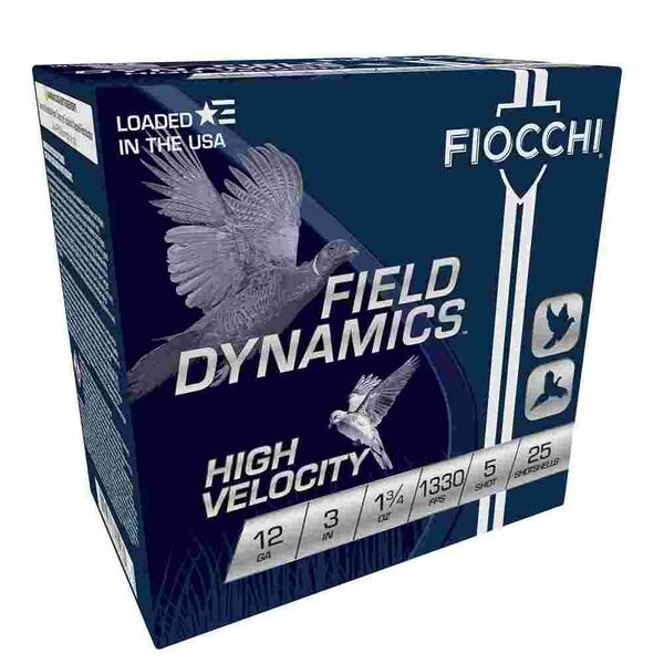 Fiocchi high-velocity hunting load 12 ga 3" max 1 3/4 oz #5 1330 fps - 25/box