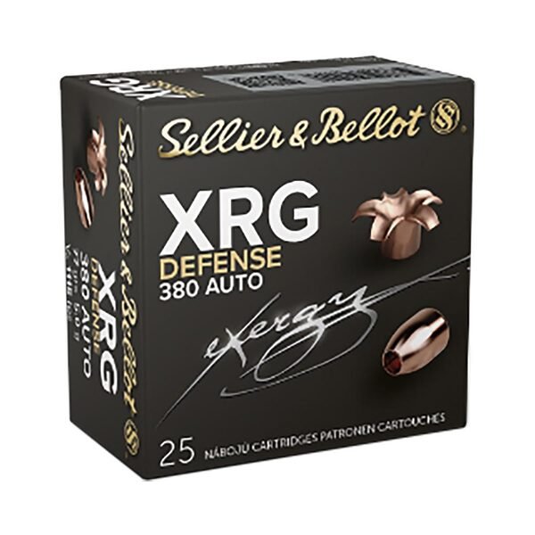 Sellier & bellot xrg defense handgun ammuntion 380 acp 77gr hp 1115 fps 25/ct