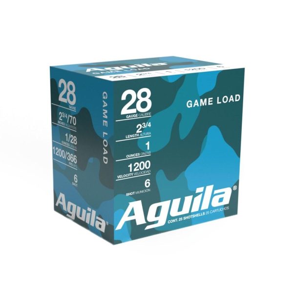 Aguila high velocity shotshells 28 ga 2-3/4" 1oz 1200 fps #6 25/ct