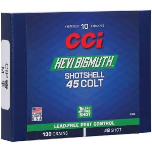 Cci hevi bismuth centerfire shotshell 45 colt 130gr #8 1050 fps 10/ct