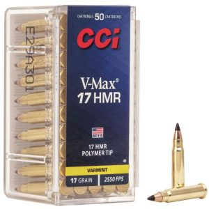 Cci rimfire ammunition. 17 hmr 17 gr vmax 2550 fps 50/ct