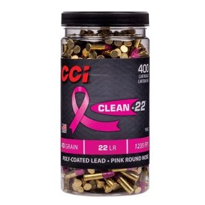 Cci high velocity clean-22 ammunition pink. 22lr 40gr poly coated lrn  1235 fps 400/ct