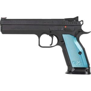 Cz-usa ts2 handgun 9mm luger 10rd magazines (2) 5. 28" barrel black with aluminum blue grips