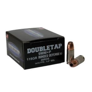 Double tap bonded defense handgun ammunition 9mm(+p) 115gr jhp 1415 fps 20/ct