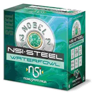 Nobel sport steel waterfowl shotshells 12 ga 3" 1-1/4 oz 1450 fps #4 25/ct