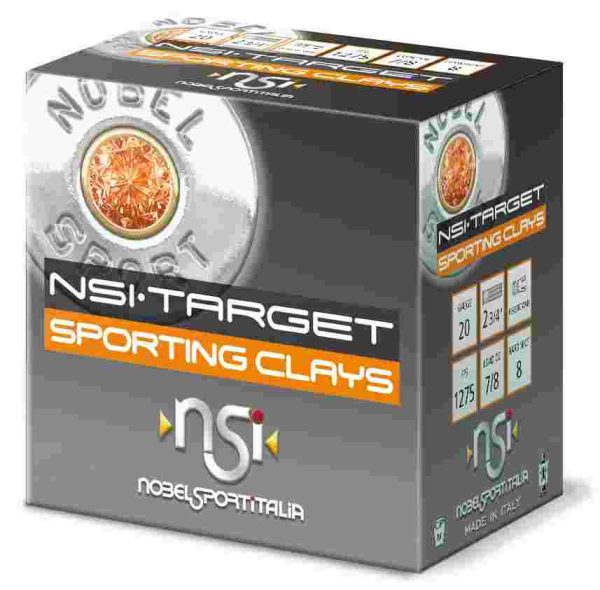 Noble sport target sporting clays shotshells 20 ga 2-3/4" 7/8 oz 1275 fps #8 25/ct