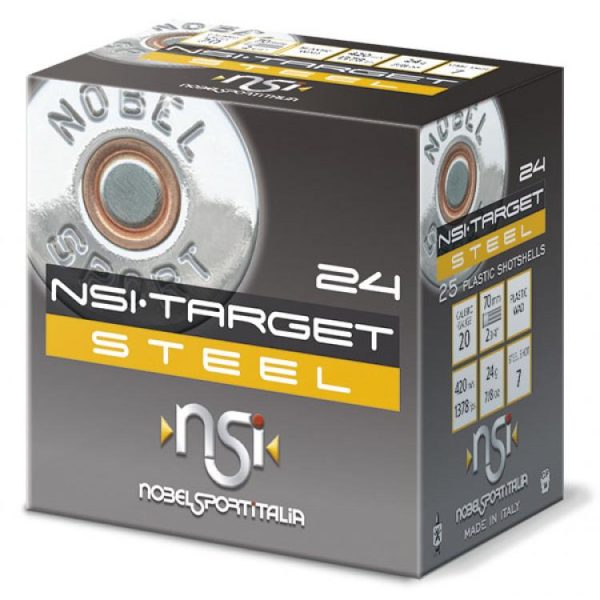 Nobel target steel shotshells 20 ga 2-3/4" 1oz 1378 fps #7 25/ct