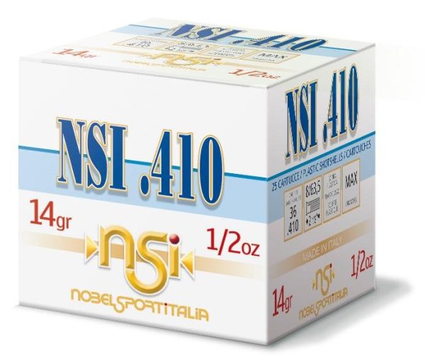 Nobel sport shotshells. 410 ga 2-1/2" 1/2 oz 1240 fps #7. 5 25/ct