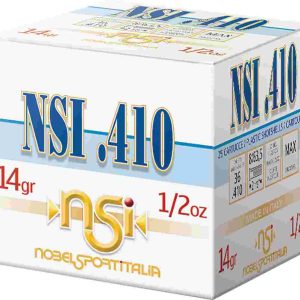 Noble nsi. 410 shotshell. 410 ga 2-1/2" 1/2 oz. 1240 fps #8 25/ct