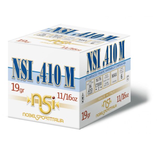 Nobel sport 410 m shotshells. 410 ga 3" 11/16 oz 1145 fps #9 25/ct