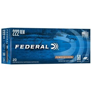 Federal power-shok rifle ammunition. 222 rem 50 gr sp 3140 fps - 20/ct