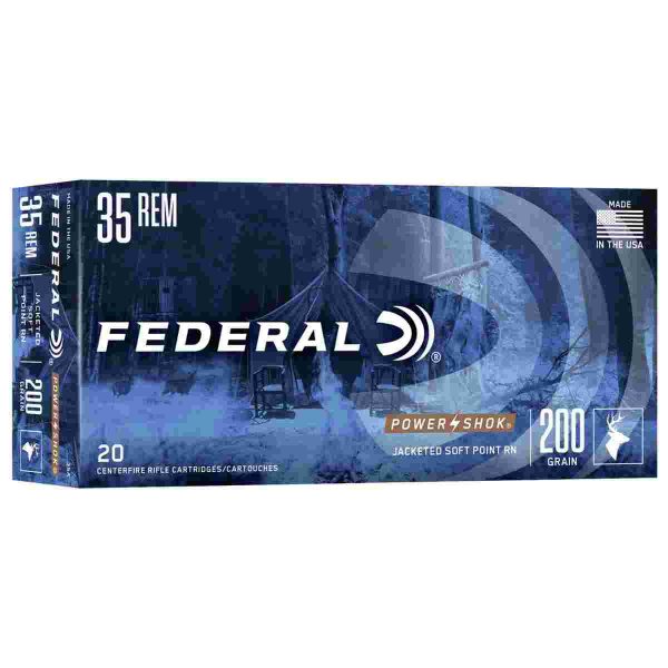Federal power-shok rifle ammunition. 35 rem 200 gr rnsp 2080 fps - 20/ct
