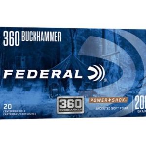 Federal power-shok rifle ammunition. 360 buckhammer 200gr jsp 2197 fps 20/ct