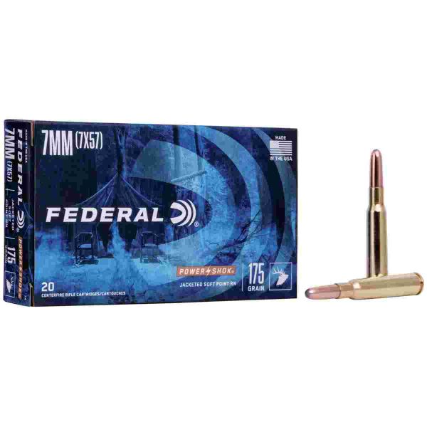 Federal power-shok rifle ammunition 7mm mauser 175 gr rnsp 2390 fps - 20/ct