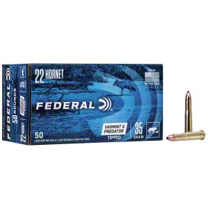 Federal american eagle varmint & predator rifle ammunition. 22 hornet 35 gr vtip 3000 fps 50/ct