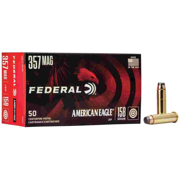 American eagle handgun ammunition. 357 mag 158 gr jsp 1240 fps 50/box