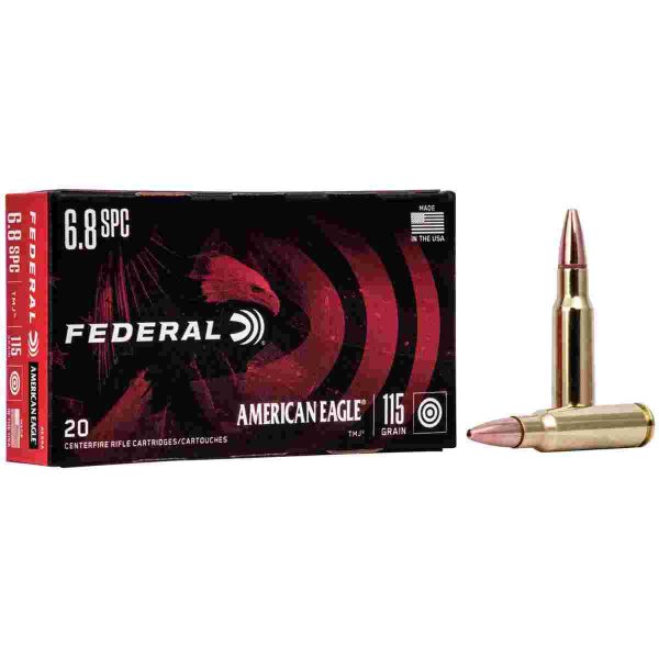 Federal american eagle rifle ammunition 6. 8mm spc 115 gr fmj 2675 fps 20/box