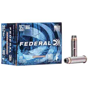 Federal power-shok handgun ammunition. 357 mag 180 gr jhp 1080 fps 20/box