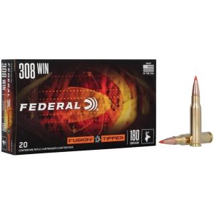 Federal fusion tipped rifle ammunition 308 win 180gr pt 2600 fps 20/ct