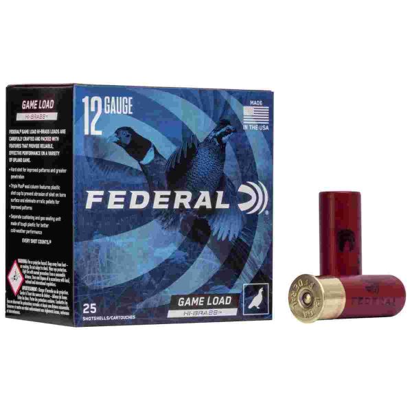 Federal game-shok hi-brass load 12 ga 2 3/4" 3 3/4 dr 1 1/4 oz #4567. 5 1330 fps - 25/box