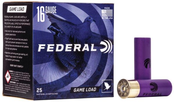 Federal game shok shotshells 16ga 2-3/4" 1oz 1165 fps #7. 5 25/ct