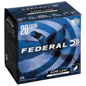 Federal game-shok upland game hi brass load 20 ga 2 3/4" max 1 oz #4  - 25/box