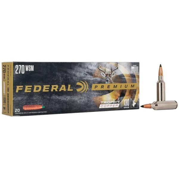 Federal trophy copper rifle ammunition. 270 wsm 130gr pt 3280 fps 20/ct