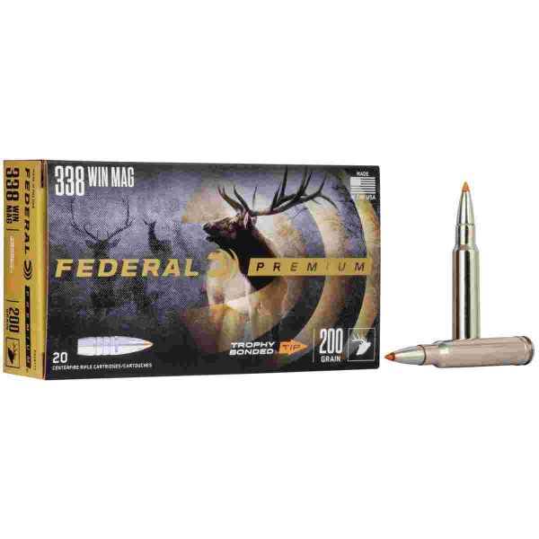 Federal premium vital-shok rifle ammunition. 338 win mag 200 gr bt 2930 fps 20