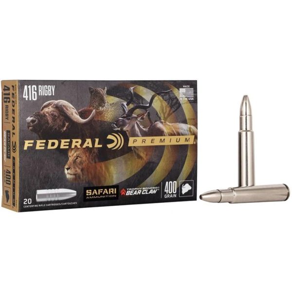 Federal premium cape-shok rifle ammunition. 416 rigby 400 gr tbbc 2300 fps - 20/ct