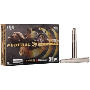 Federal premium cape-shok rifle ammunition. 470 nitro 500 gr tbbc 2150 fps - 20/ct