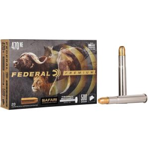 Federal premium cape-shok rifle ammunition. 470 nitro 500 gr tbss 2150 fps - 20/ct