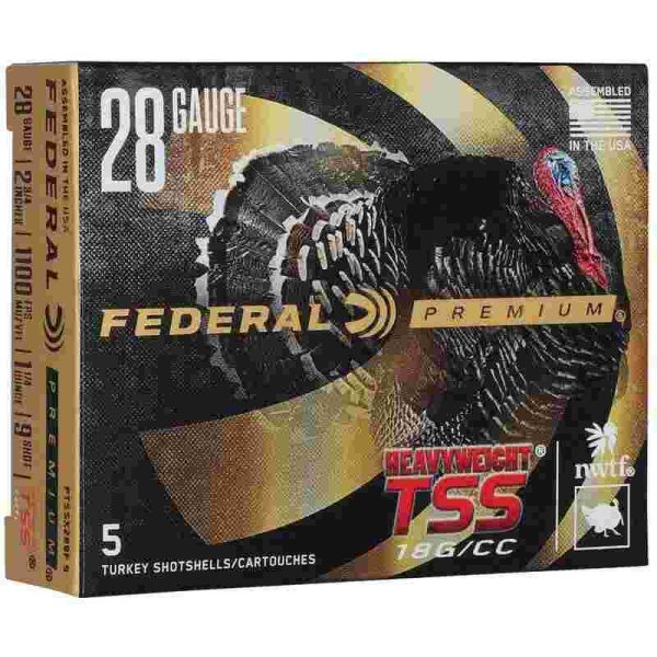 Federal premium turkey heavyweight tss shotshell 28ga 2-3/4" 1-1/4oz 1100 fps #9 5/ct
