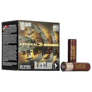 Federal premium black cloud fs steel shotshell 10ga 3-1/2 1-5/8oz 1375 fps #bb 25rds