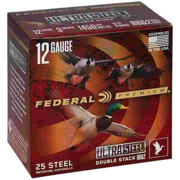 Federal ultra steel shotshells 12ga 3" 1-1/4oz 1450 fps bb 10/ct