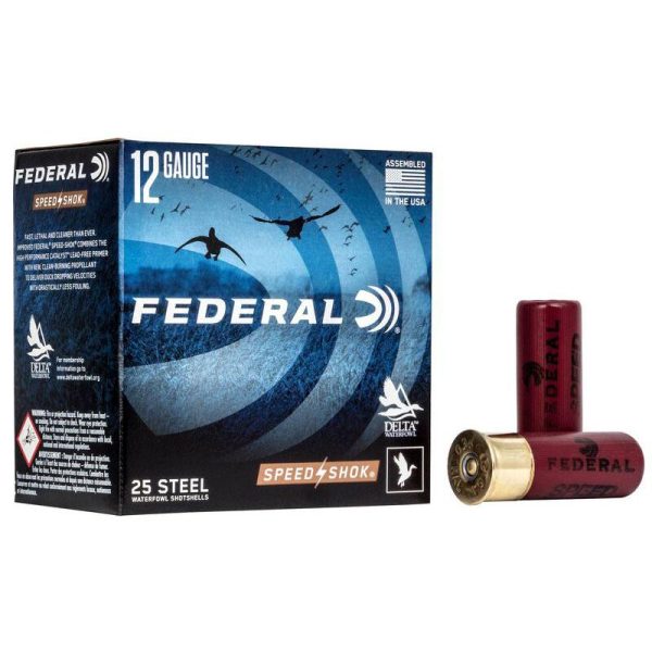Federal speed-shok high velocity steel shotshells 12ga 2-3/4" 1-1/8oz 1500 fps #bb shot 25/ct
