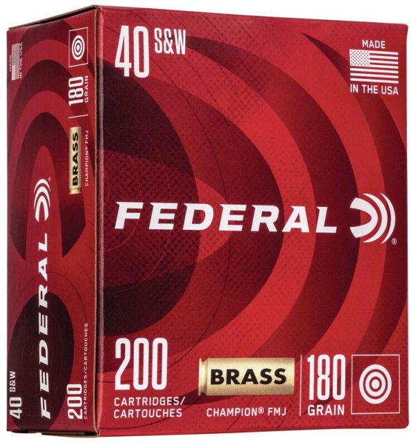 Federal champion training handgn ammuntion. 40 s&w 115gr fmj 985 fps 200/ct