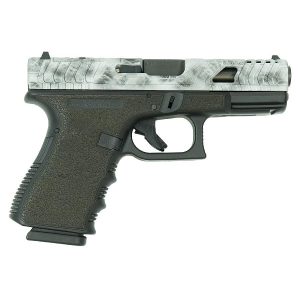 Glock 19 gen 3 custom "static stipple frame/sliver marbled slide" handgun 9mm luger 15rd extended magazines (2) 4" barrel rmr optic cutusa