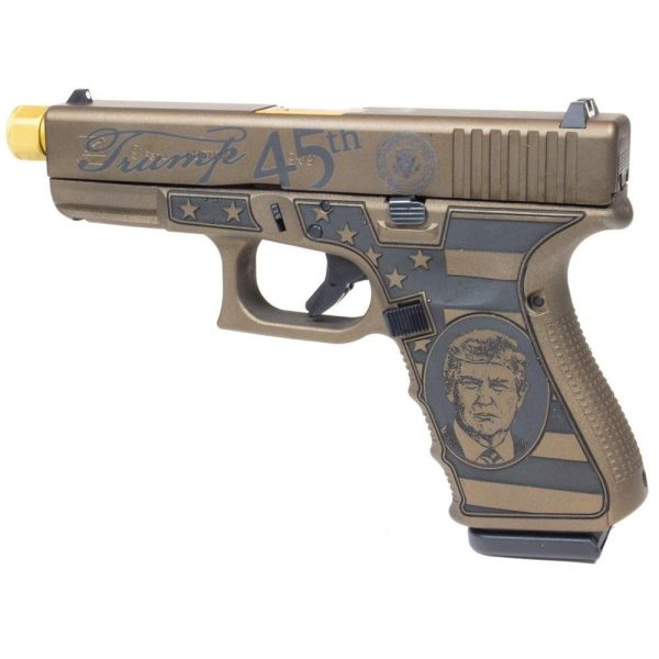 Glock 19 gen 3 custom "trump edition" compact handgun 9mm luger 15rd magazines (2) 4. 6" threaded barrel usa