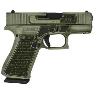 Glock 43x "trump 24" crushed silver distressed handgun 9mm luger 10rd magazines(2) 3. 4" barrel  accessory rail usa made