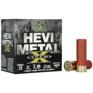 Hevi-shot hevi-metal xtreme shotshell 12ga 3" 1-1/4 oz 1450 fps #bb steel & #2 tungsten 25/ct