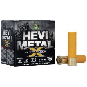 Hevi-shot hevi-metal xtreme shotshell 20ga 3" 1-1/16oz 1350 fps #3 steel & #6 tungsten 25/ct