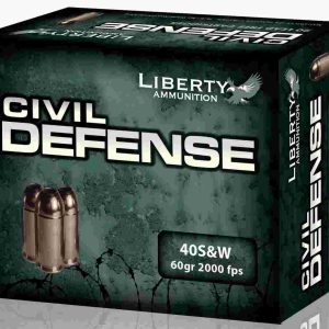 Liberty civil defense handgun ammunition. 40 s&w 60 gr schp 2000 fps 20/ct