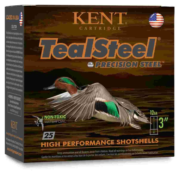 Kent teal steel shotshells 12 ga 3" 1-1/4oz 1350 fps #6 25/ct